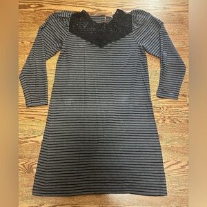 Loft Lace Striped 3/4 Sleeve Knee-Length Dress Size XS Elegant & Chic